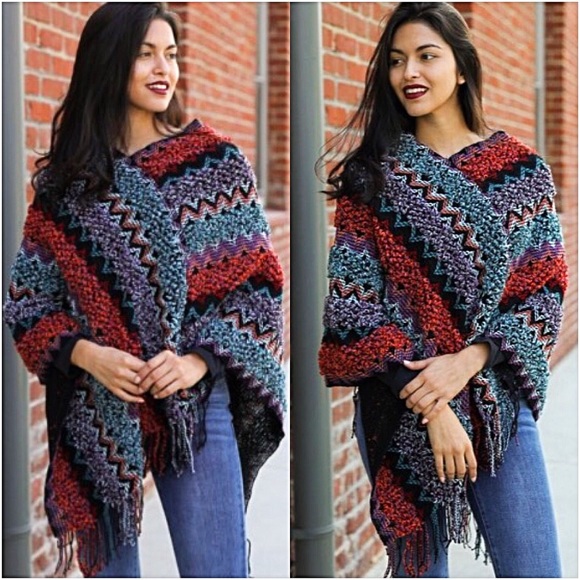 Cozy Boho Soft Pullover Poncho Sweater OS - Picture 2 of 6